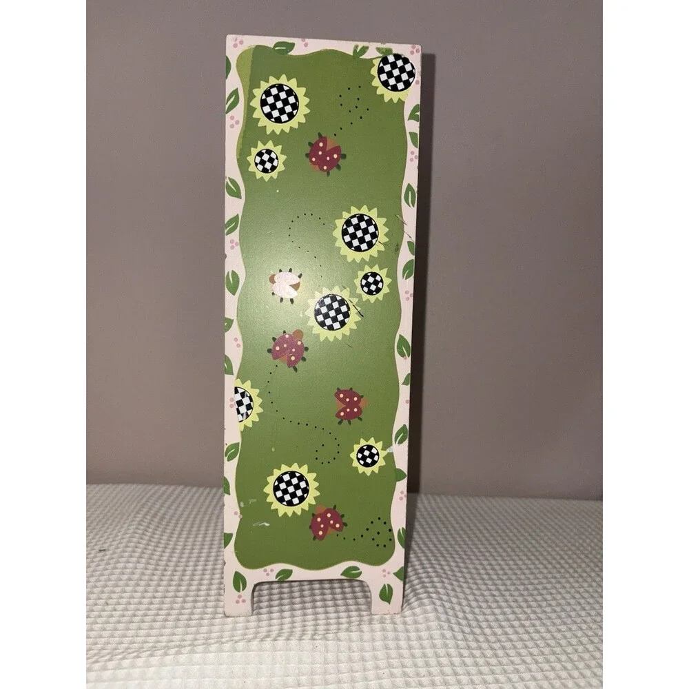 Vintage Y2K Wooden Mini Dresser Jewelry Box Kids Girls Hand Painted Trinket